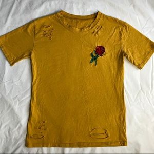 3/$15 Mustard T-shirt w/ rose